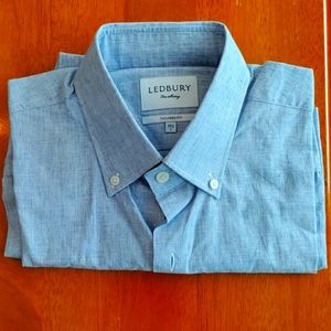 Ledbury blue linen blend short sleeve